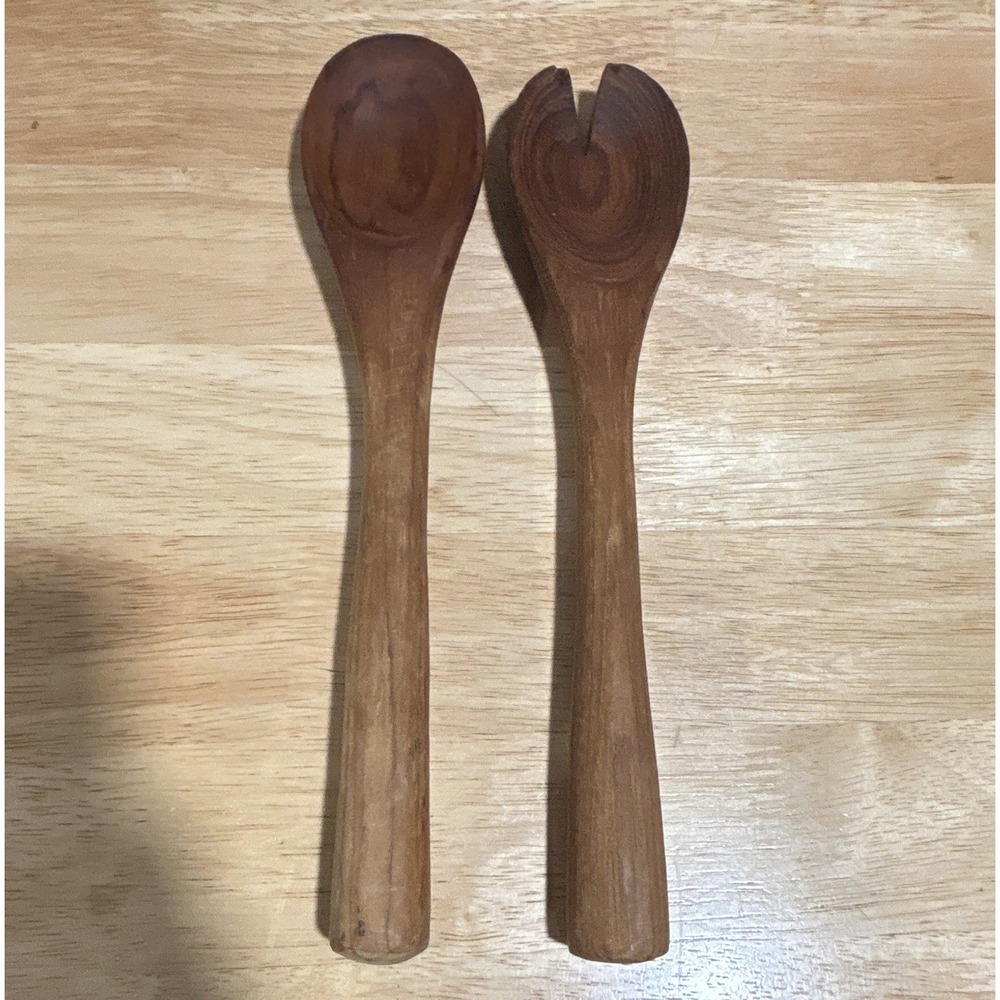 GoodWood made in Thailand Solid Wood Salad Server Set, 2-Piece 12in Rustic